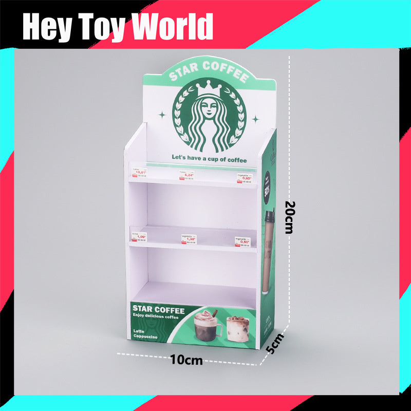 Mini 7-11 Starbucks Supermarket Bakery Shelf for Doll Houses