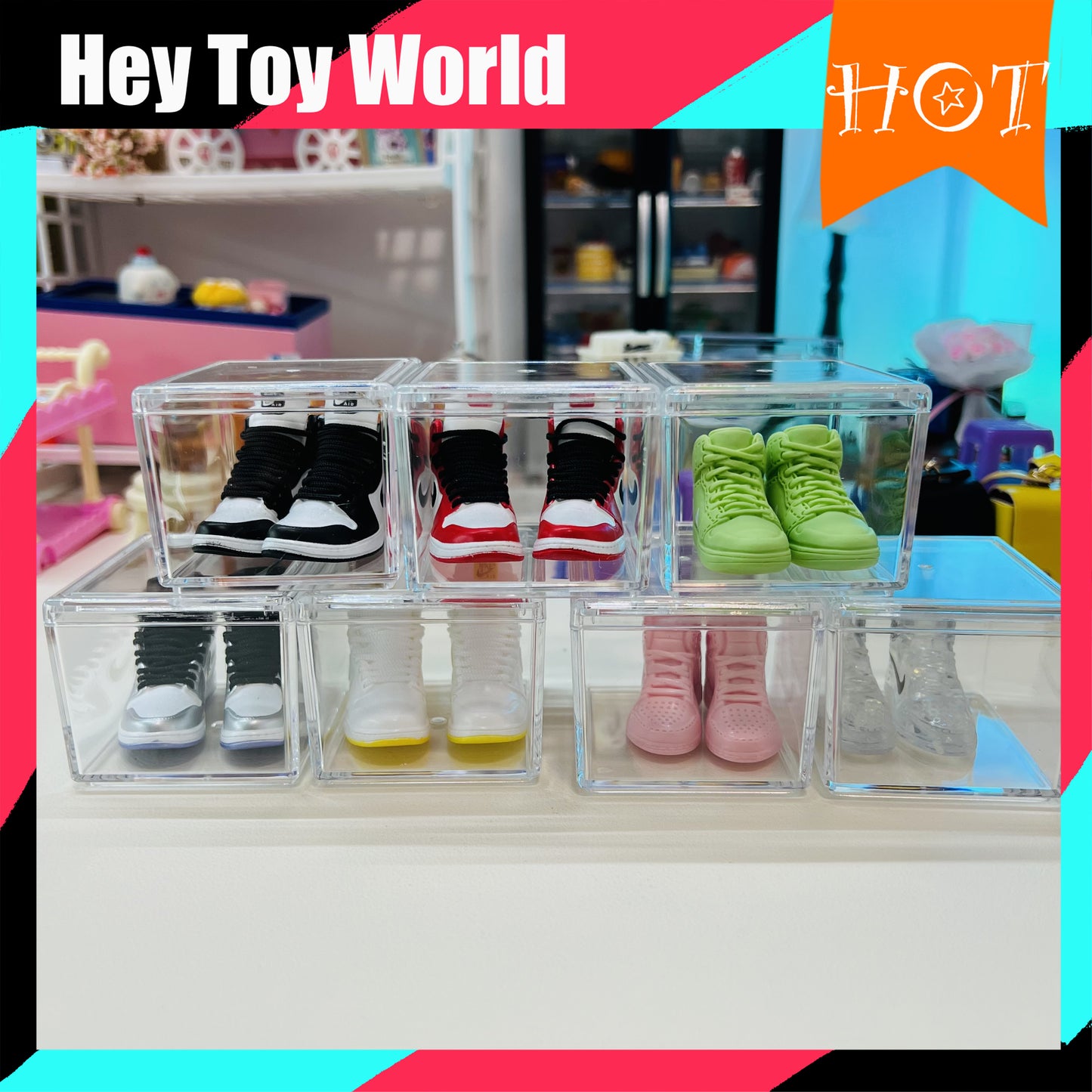 Mini Trend Nike Shoes with Clear Box for Gift Doll Decoration