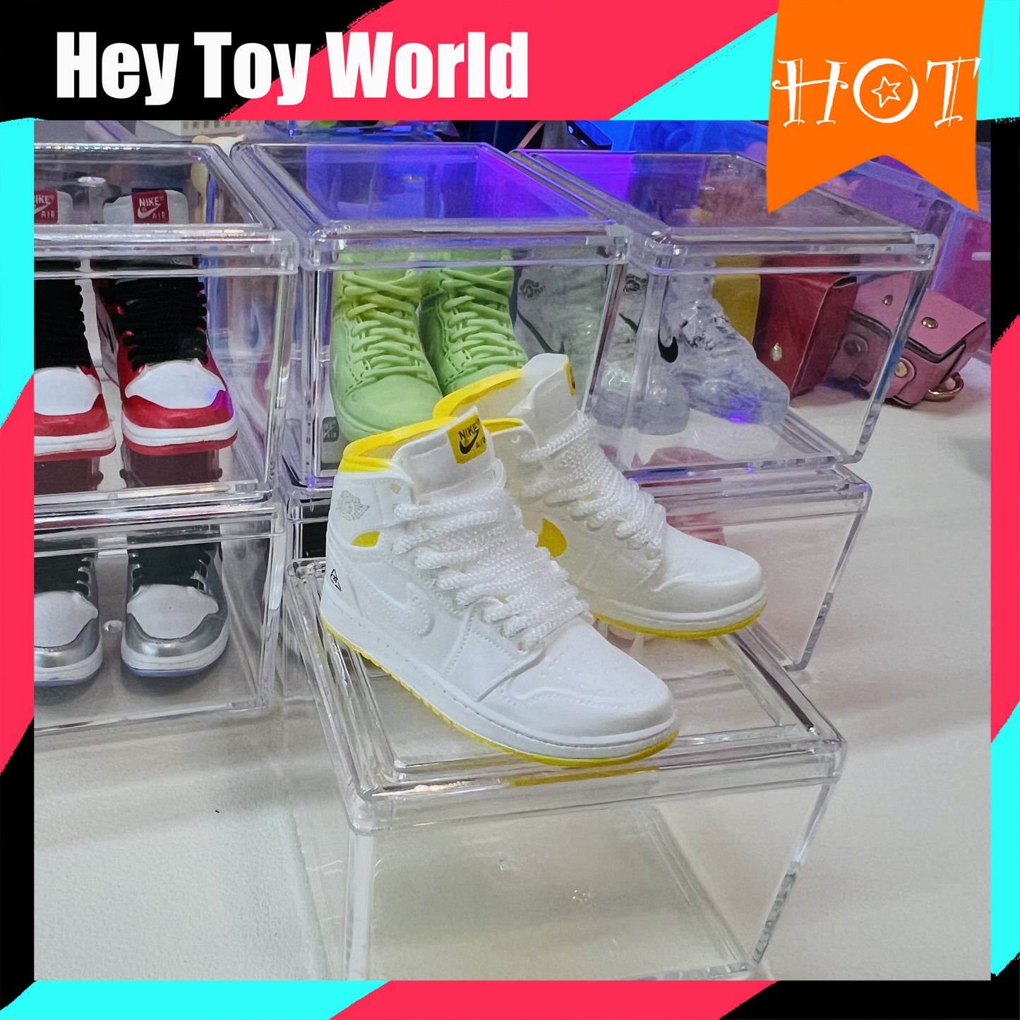 Mini Trend Nike Shoes with Clear Box for Gift Doll Decoration