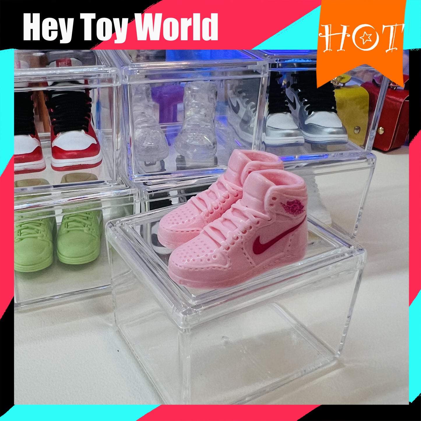 Mini Trend Nike Shoes with Clear Box for Gift Doll Decoration
