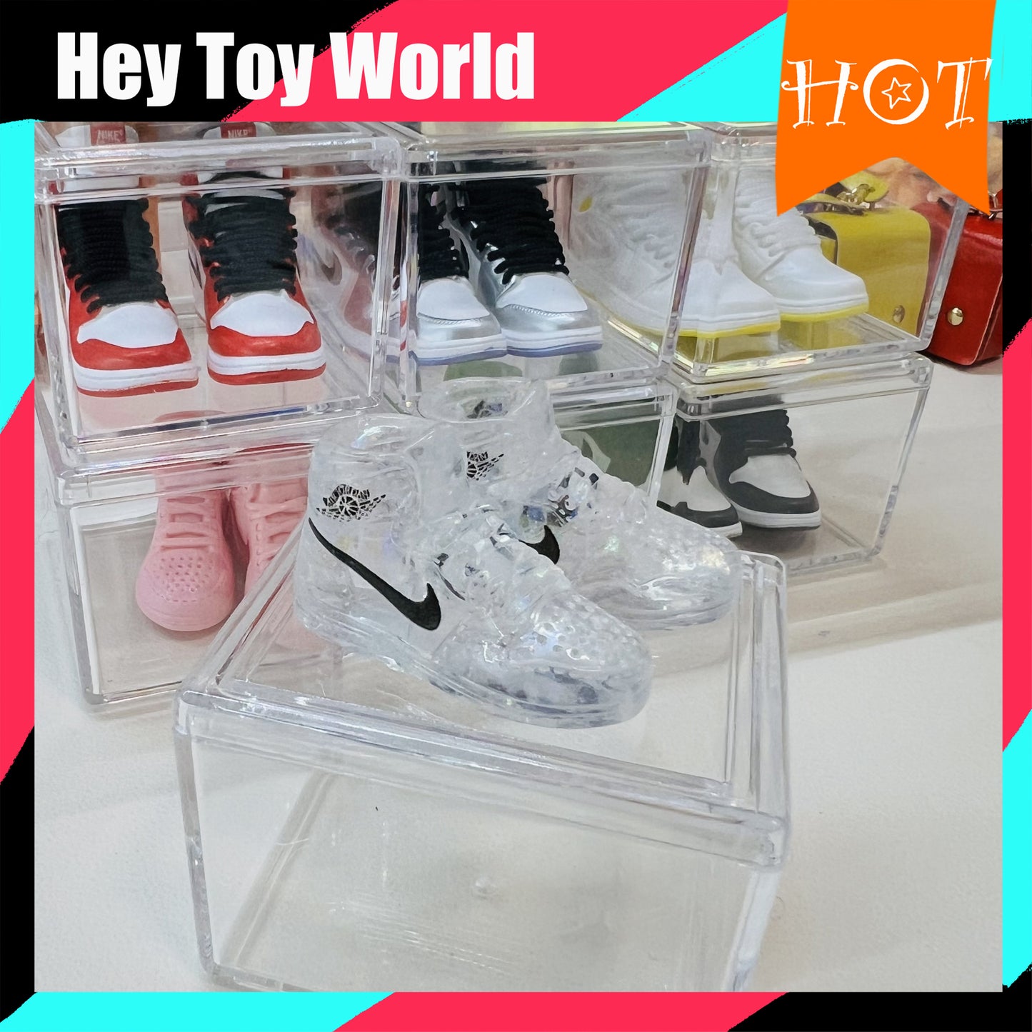 Mini Trend Nike Shoes with Clear Box for Gift Doll Decoration