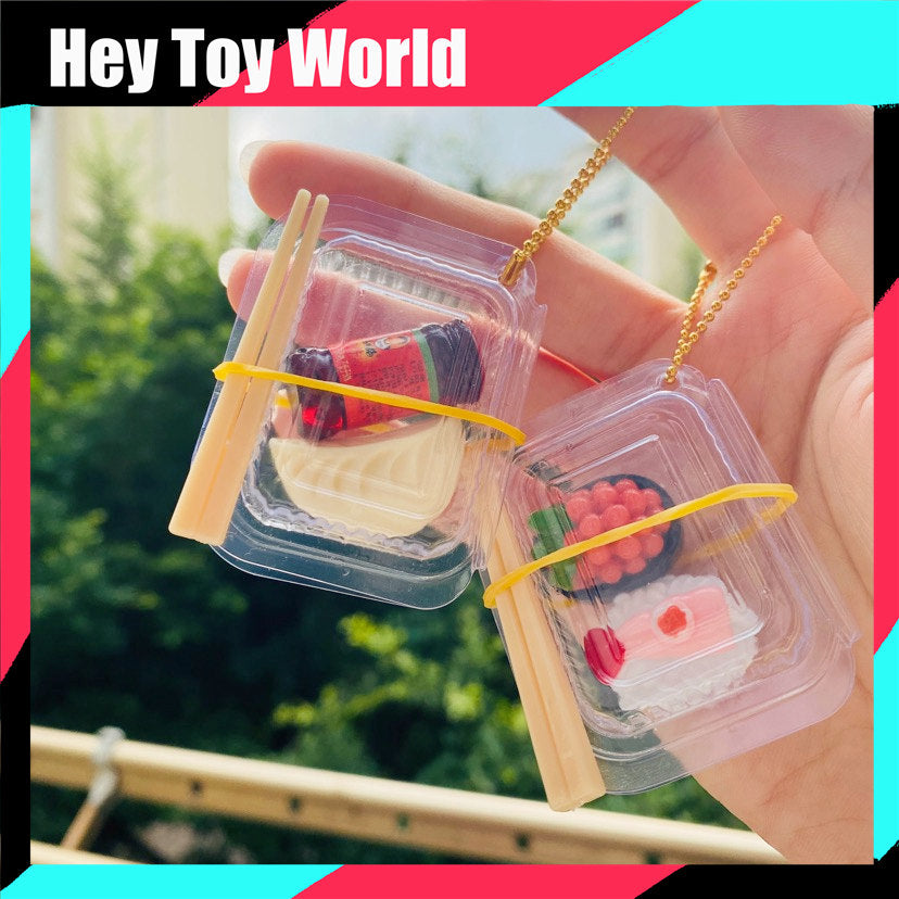Mini Plastic Bento Fast Food Box Set with Chopsticks