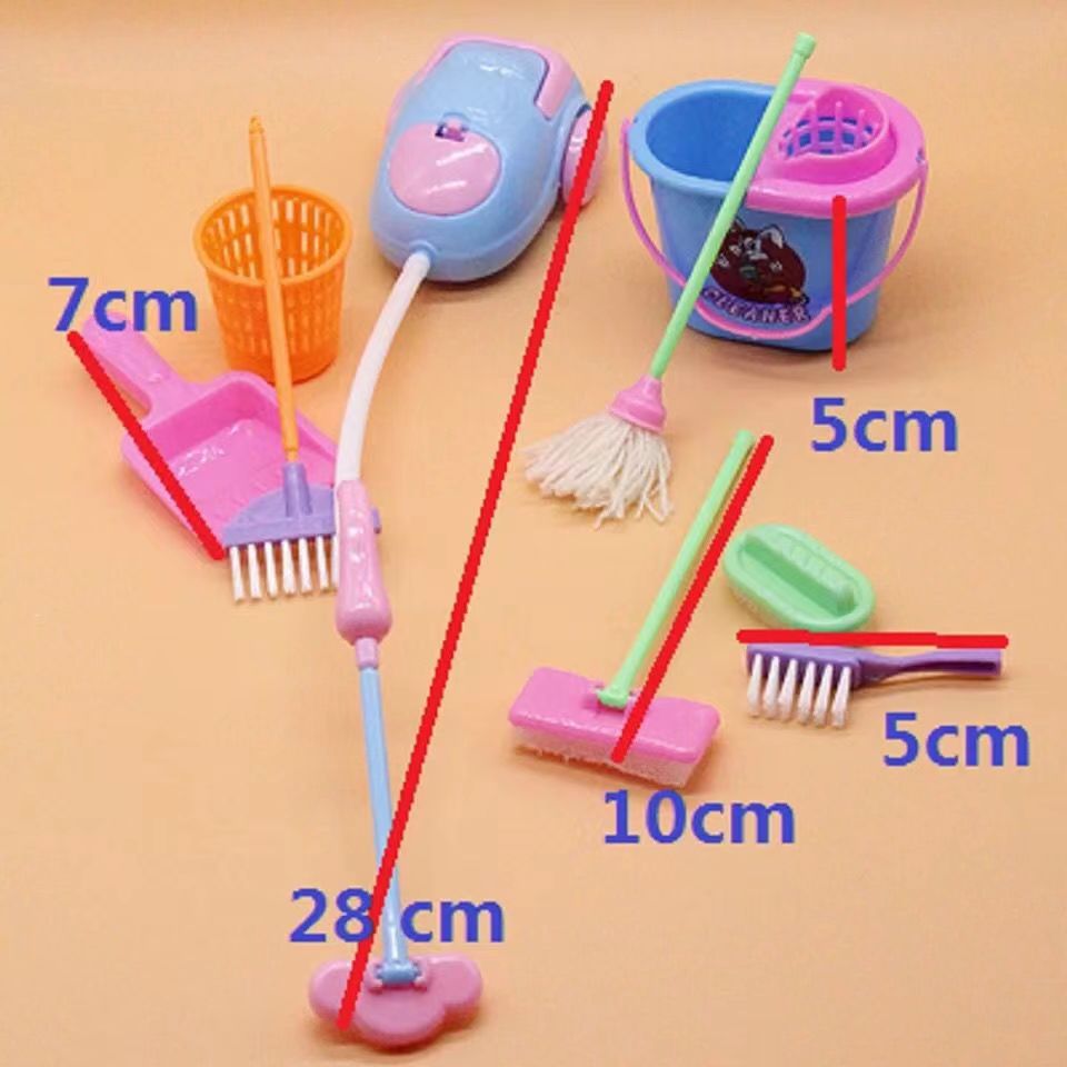 Mini Cleaning Tool Set Mop Broom Mini toy for Doll House Decoration