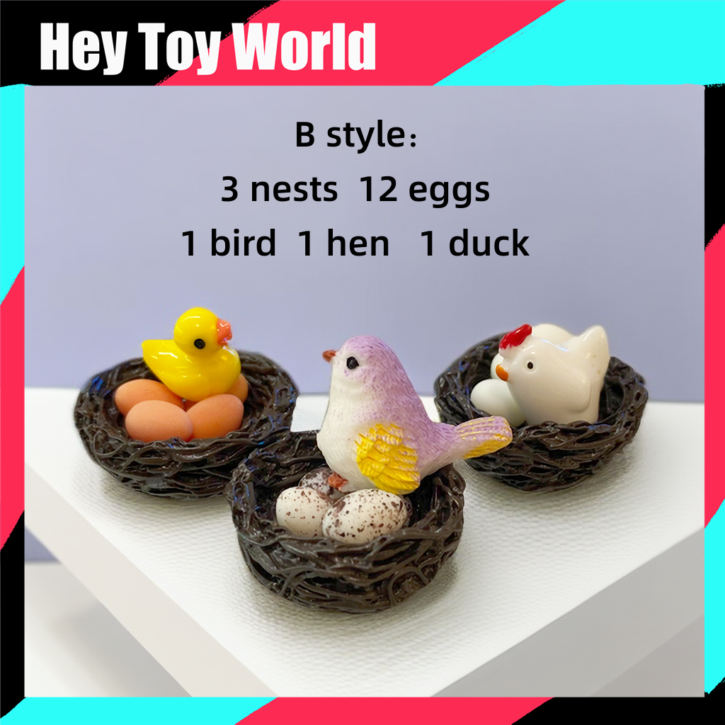 Mini Bird Chicken Nest with Eggs