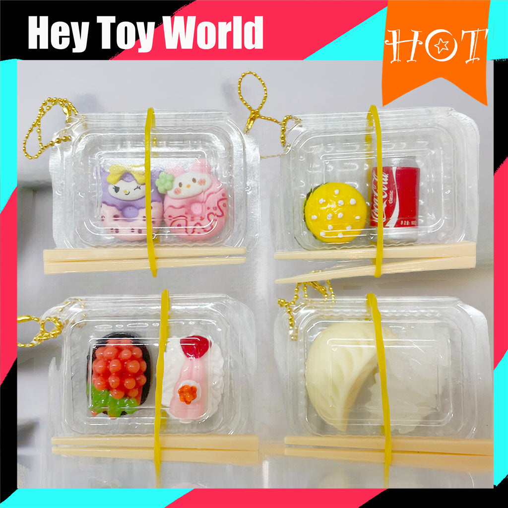 Mini Plastic Bento Fast Food Box Set with Chopsticks