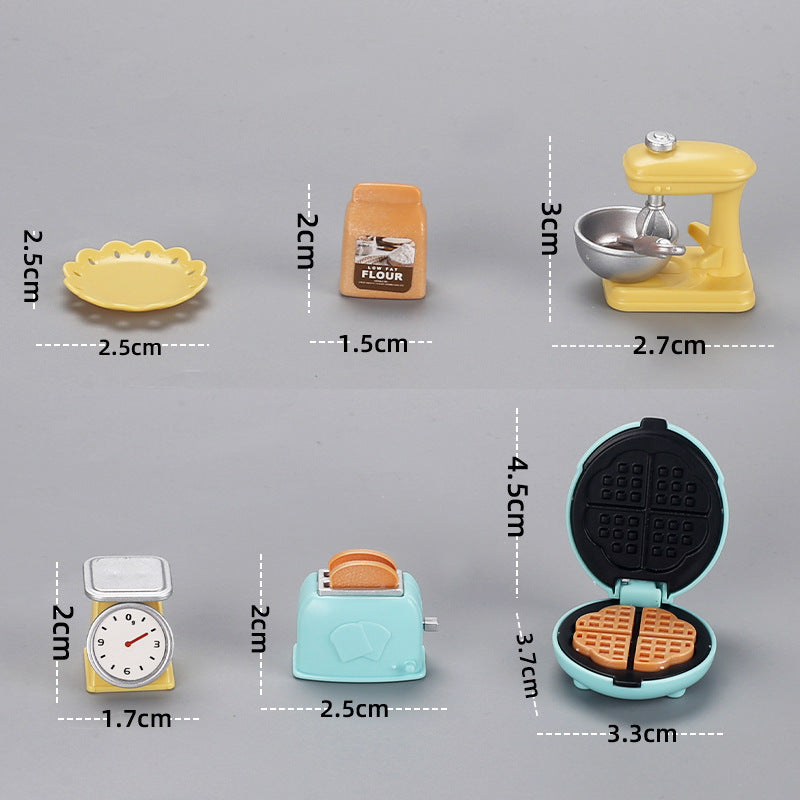 Mini Kitchen Set Bread Maker Mixer Electronic Scale for doll house