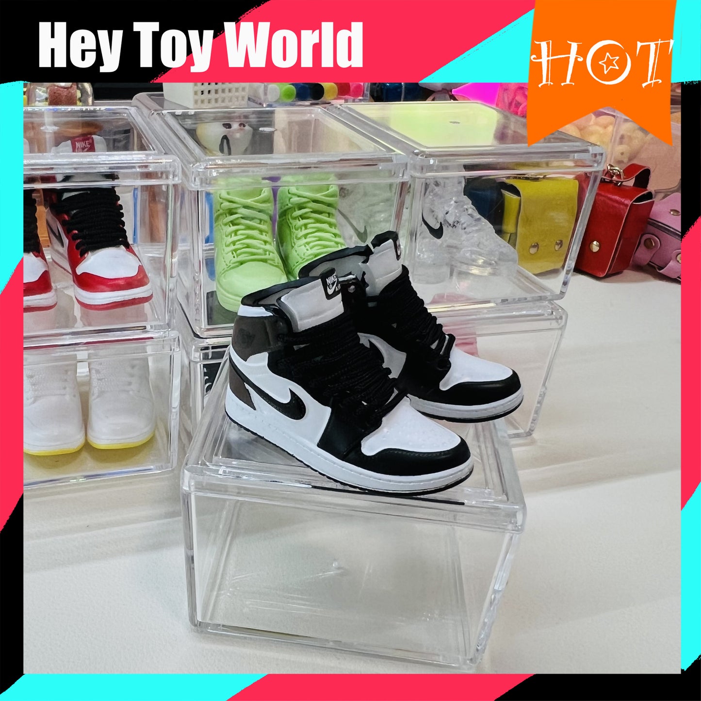 Mini Trend Nike Shoes with Clear Box for Gift Doll Decoration