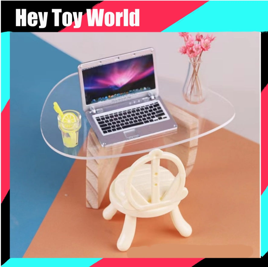 Mini Acrylic Table Plastic Chair for Doll House Decoration