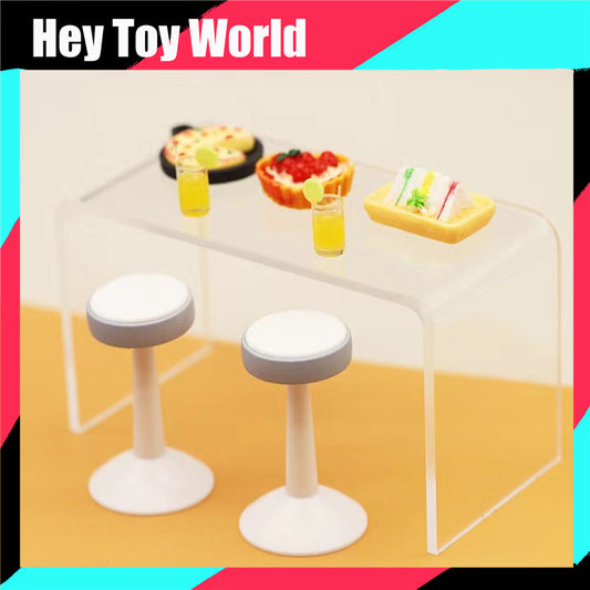 Mini Acrylic Bar Counter Table with Chair for Doll House
