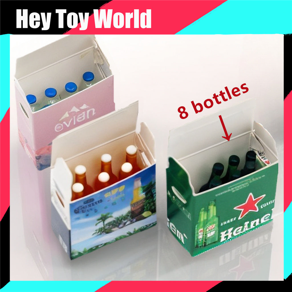 Mini Water Beer Bottle Paper Box Set for Doll House Decoration DIY