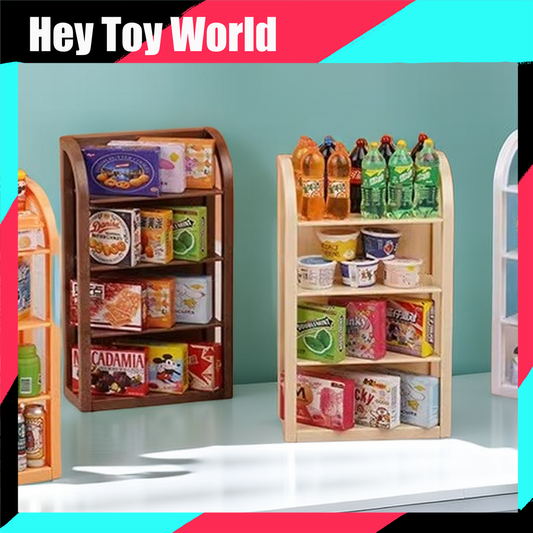 Mini Plastic Supermarket Shelves for Doll House Decoration