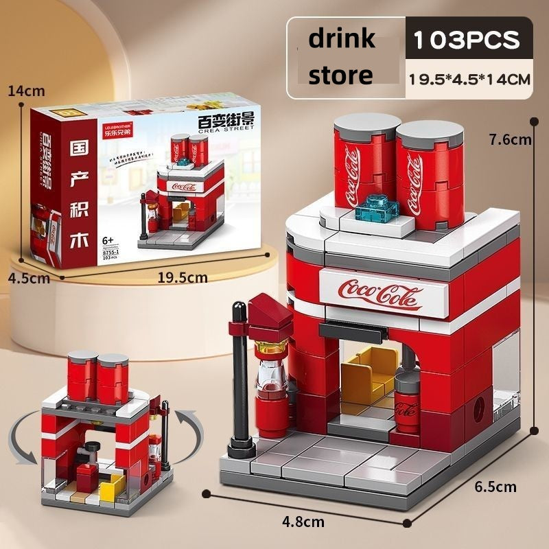Mini Fast Food Drink Shop Building Block Toys Puzzle Gifts