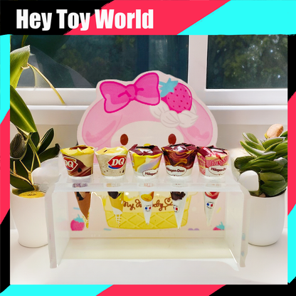 Mini Ice Cream Acrylic Shelf Set for Doll House Decoration