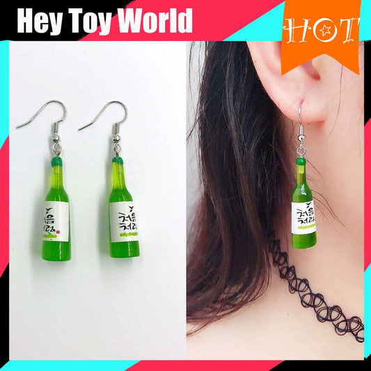 Unique DIY Earrings with mini Toy Bottles Food Cartoon Style