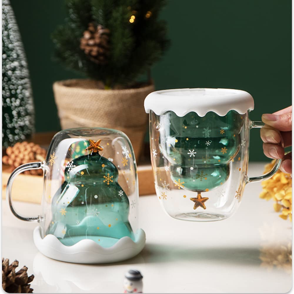 Christmas Glass Cup Mug Best Christmas Gift Insulated Glasses Double Wall