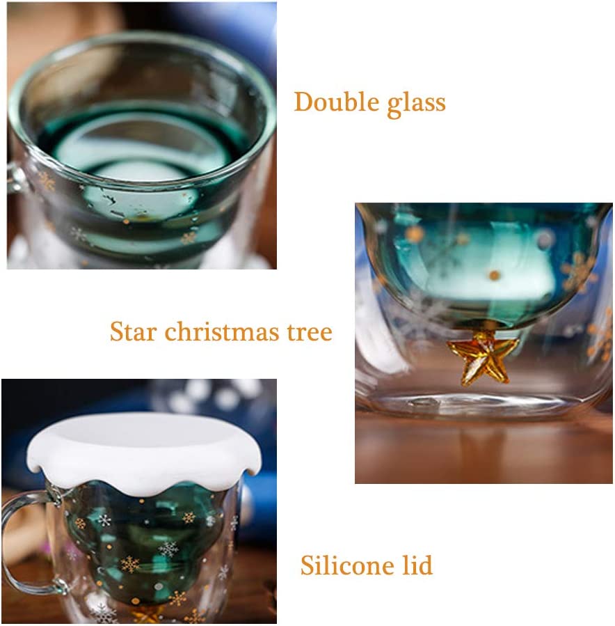 Christmas Glass Cup Mug Best Christmas Gift Insulated Glasses Double Wall