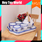 Mini Tea Wooden Table Tea Ceramic Cup set for Doll House Furniture