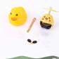 Yellow Duck with Helmet Rubber Toys for Decoration